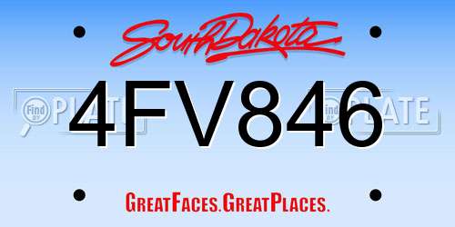 4FV846 South Dakota License Plate