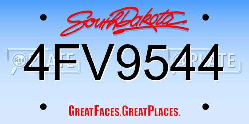 4FV9544 South Dakota License Plate