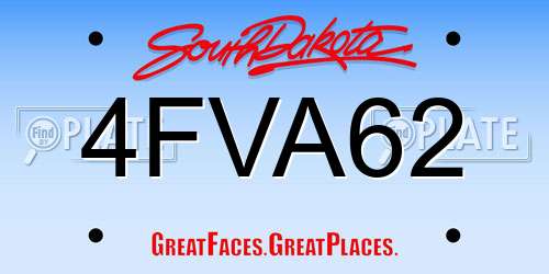 4FVA62 South Dakota License Plate