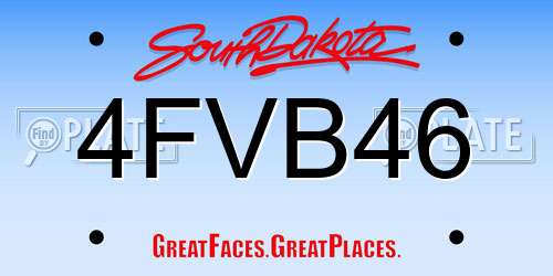 4FVB46 South Dakota License Plate