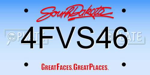 4FVS46 South Dakota License Plate