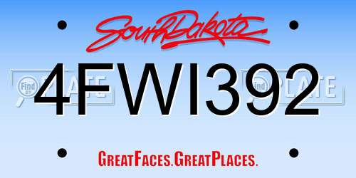 4FWI392 South Dakota License Plate