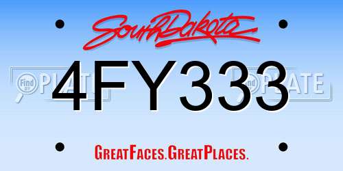 4FY333 South Dakota License Plate