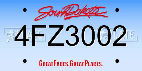 4FZ3002 South Dakota License Plate