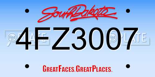 4FZ3007 South Dakota License Plate