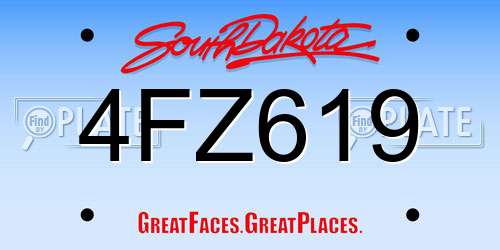 4FZ619 South Dakota License Plate