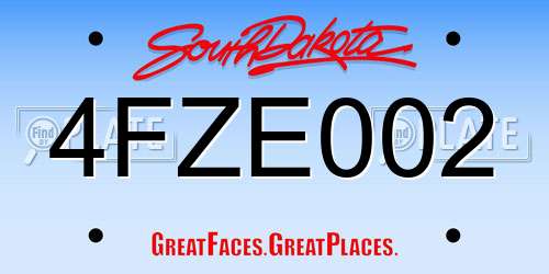 4FZE002 South Dakota License Plate