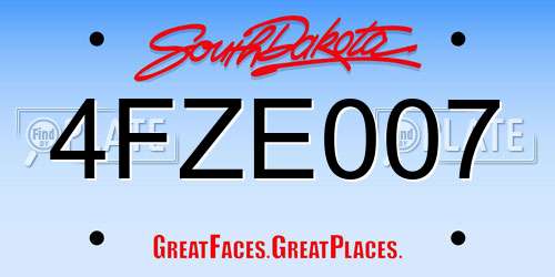 4FZE007 South Dakota License Plate