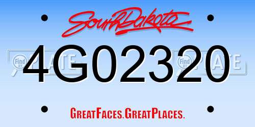 4G02320 South Dakota License Plate