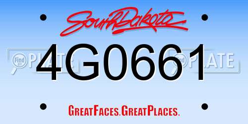 4G0661 South Dakota License Plate