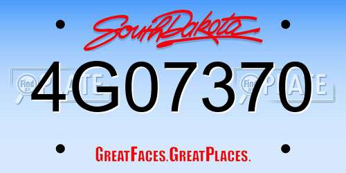4G07370 South Dakota License Plate