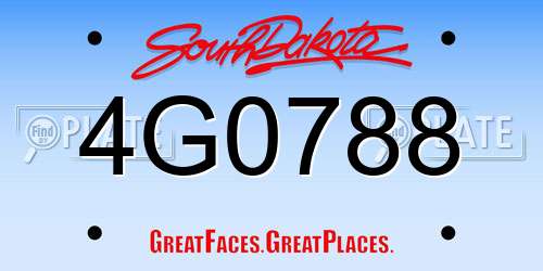 4G0788 South Dakota License Plate