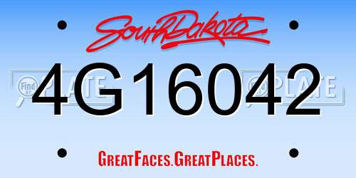 4G16042 South Dakota License Plate