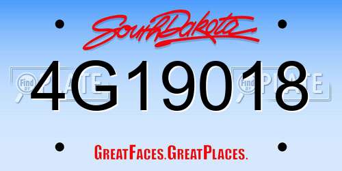 4G19018 South Dakota License Plate