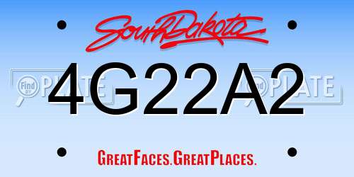 4G22A2 South Dakota License Plate
