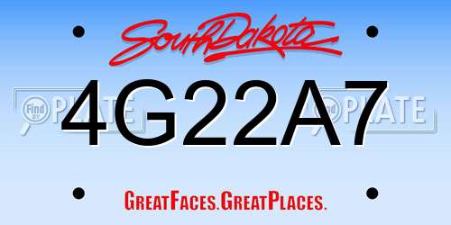 4G22A7 South Dakota License Plate