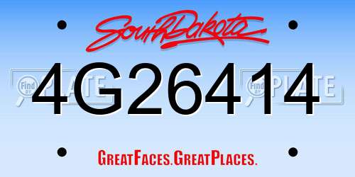 4G26414 South Dakota License Plate