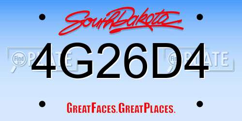 4G26D4 South Dakota License Plate