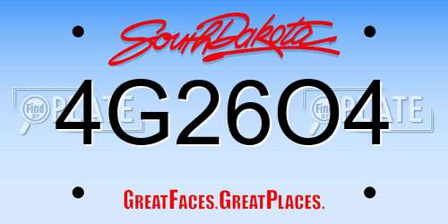 4G26O4 South Dakota License Plate