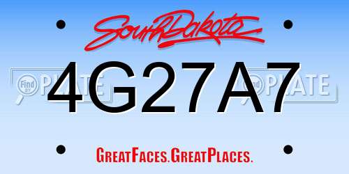 4G27A7 South Dakota License Plate