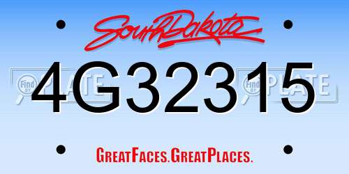 4G32315 South Dakota License Plate