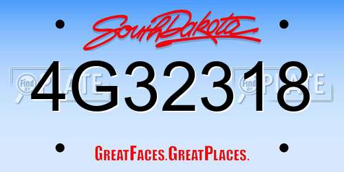 4G32318 South Dakota License Plate