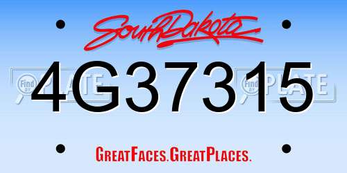 4G37315 South Dakota License Plate