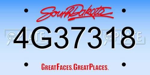 4G37318 South Dakota License Plate