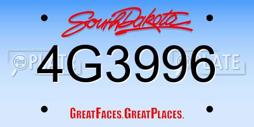 4G3996 South Dakota License Plate