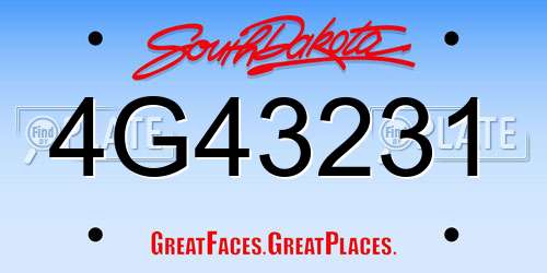 4G43231 South Dakota License Plate