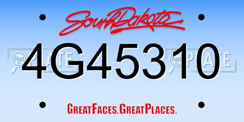 4G45310 South Dakota License Plate