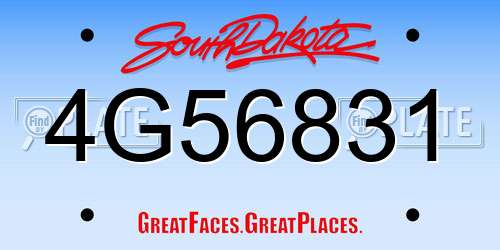 4G56831 South Dakota License Plate