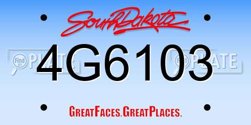 4G6103 South Dakota License Plate