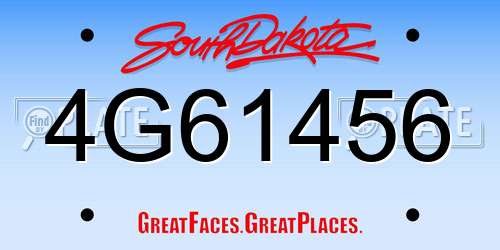 4G61456 South Dakota License Plate
