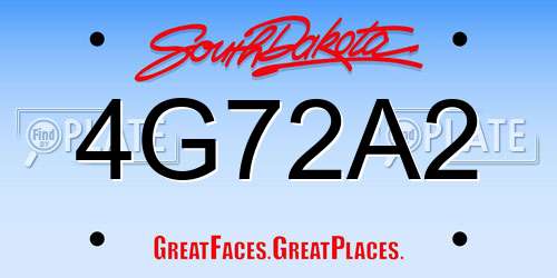 4G72A2 South Dakota License Plate