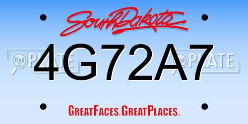 4G72A7 South Dakota License Plate