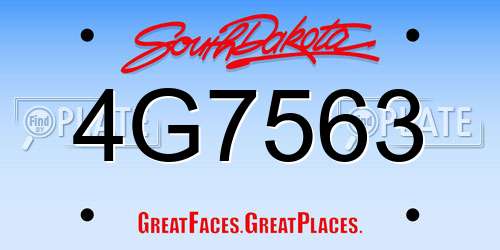 4G7563 South Dakota License Plate