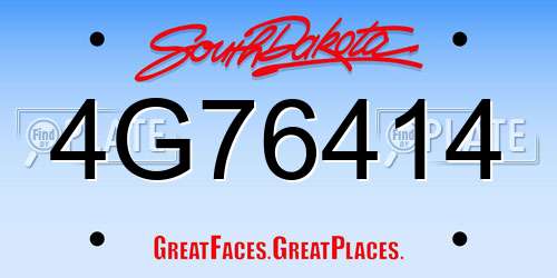 4G76414 South Dakota License Plate