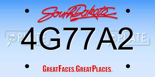 4G77A2 South Dakota License Plate