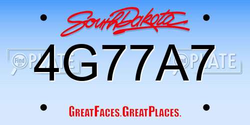4G77A7 South Dakota License Plate