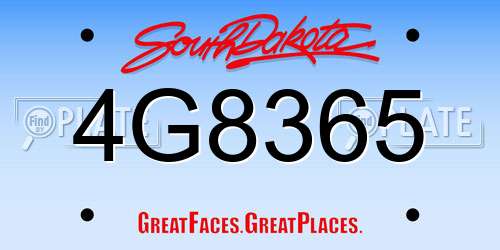 4G8365 South Dakota License Plate