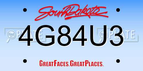 4G84U3 South Dakota License Plate