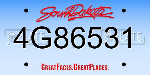 4G86531 South Dakota License Plate