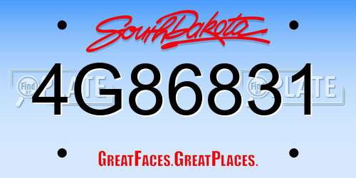 4G86831 South Dakota License Plate