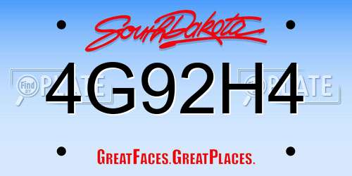 4G92H4 South Dakota License Plate