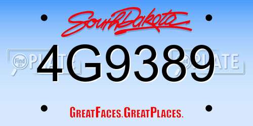 4G9389 South Dakota License Plate