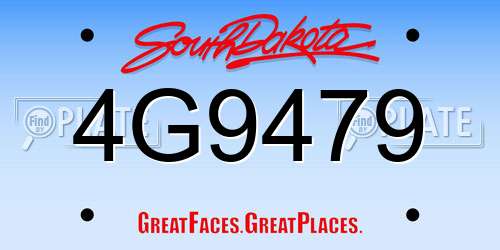 4G9479 South Dakota License Plate