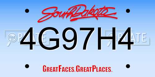 4G97H4 South Dakota License Plate
