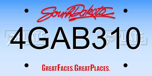 4GAB310 South Dakota License Plate