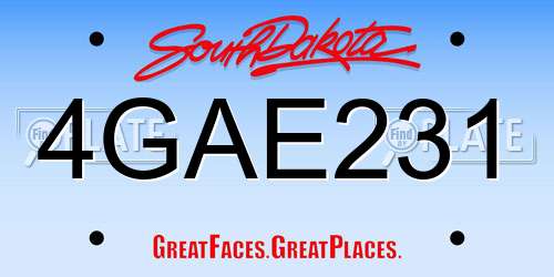 4GAE231 South Dakota License Plate